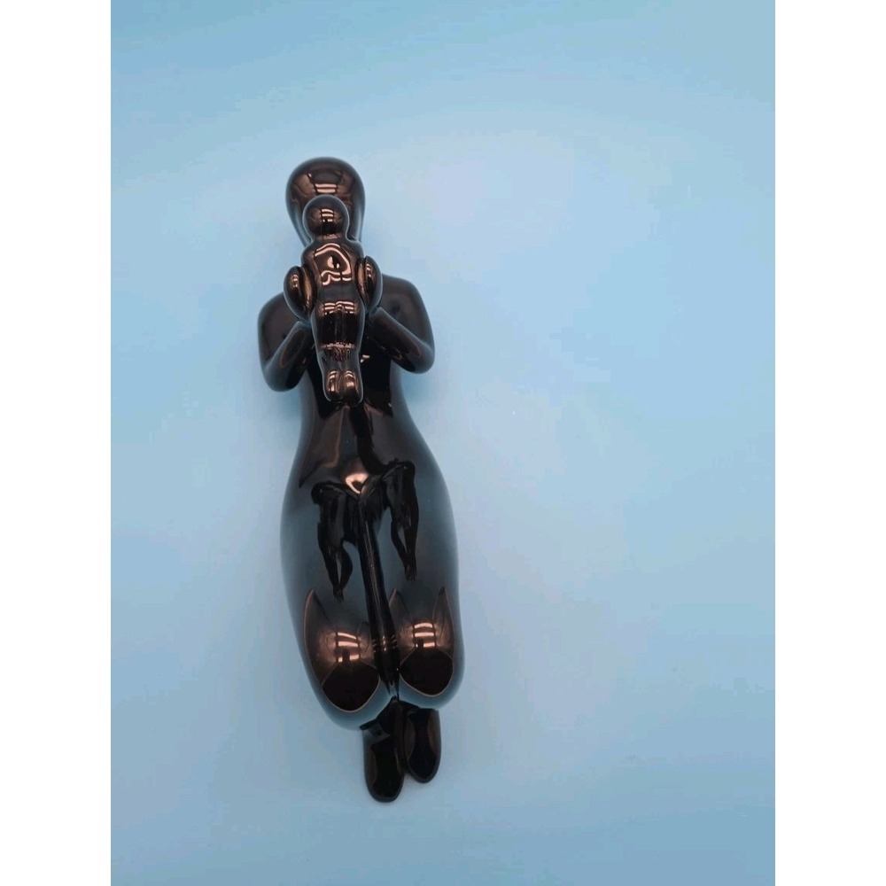 Vintage 90s Mother Mom and Child Baby Sculpture Abstract Art Deco Black - Picture 7 of 8